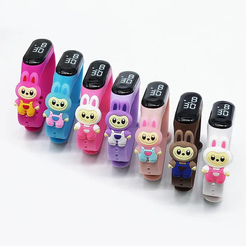 New Cute Cartoon Doll Labubu Kids Electronic Watch LED Digital Waterproof Sport Children’S Watch Boys Girls Birthday Toys Gifts
