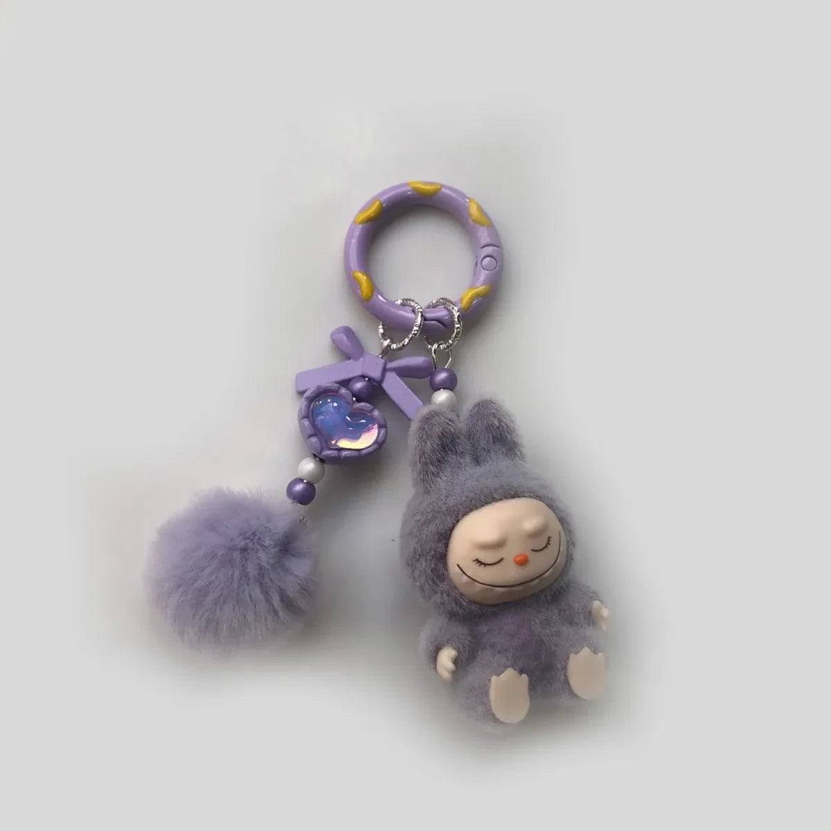 Kawaii Labubu Keychain Cartoon Creative Three-Dimensional Doll Students Schoolbag Pendant Car Keyring Women and Men Trend Gifts