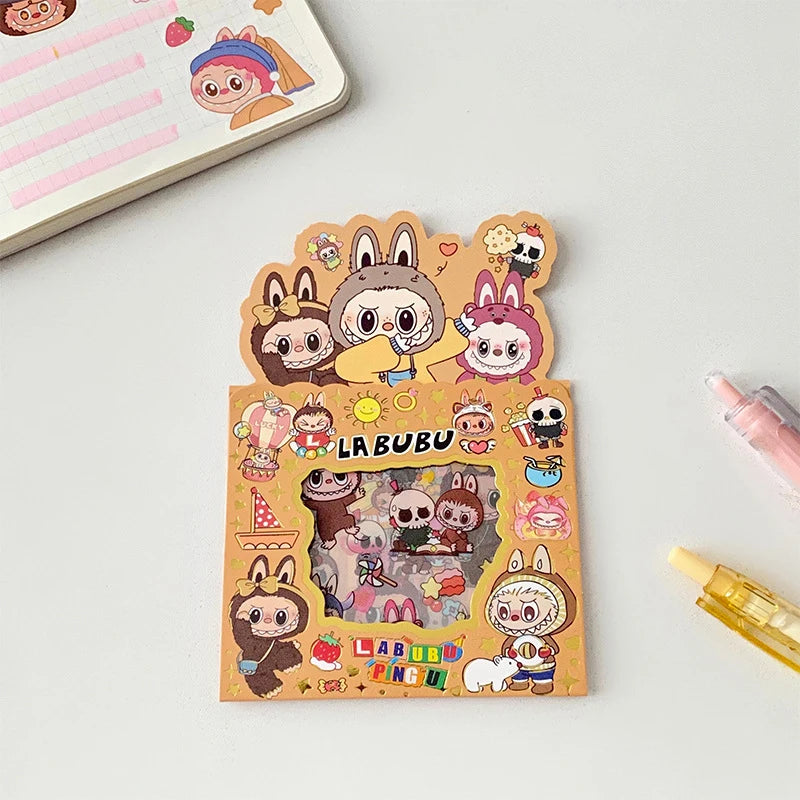 Labubu Series Cartoon Stickers - Set of 5 Waterproof Creative Stickers for Children's Handbooks
