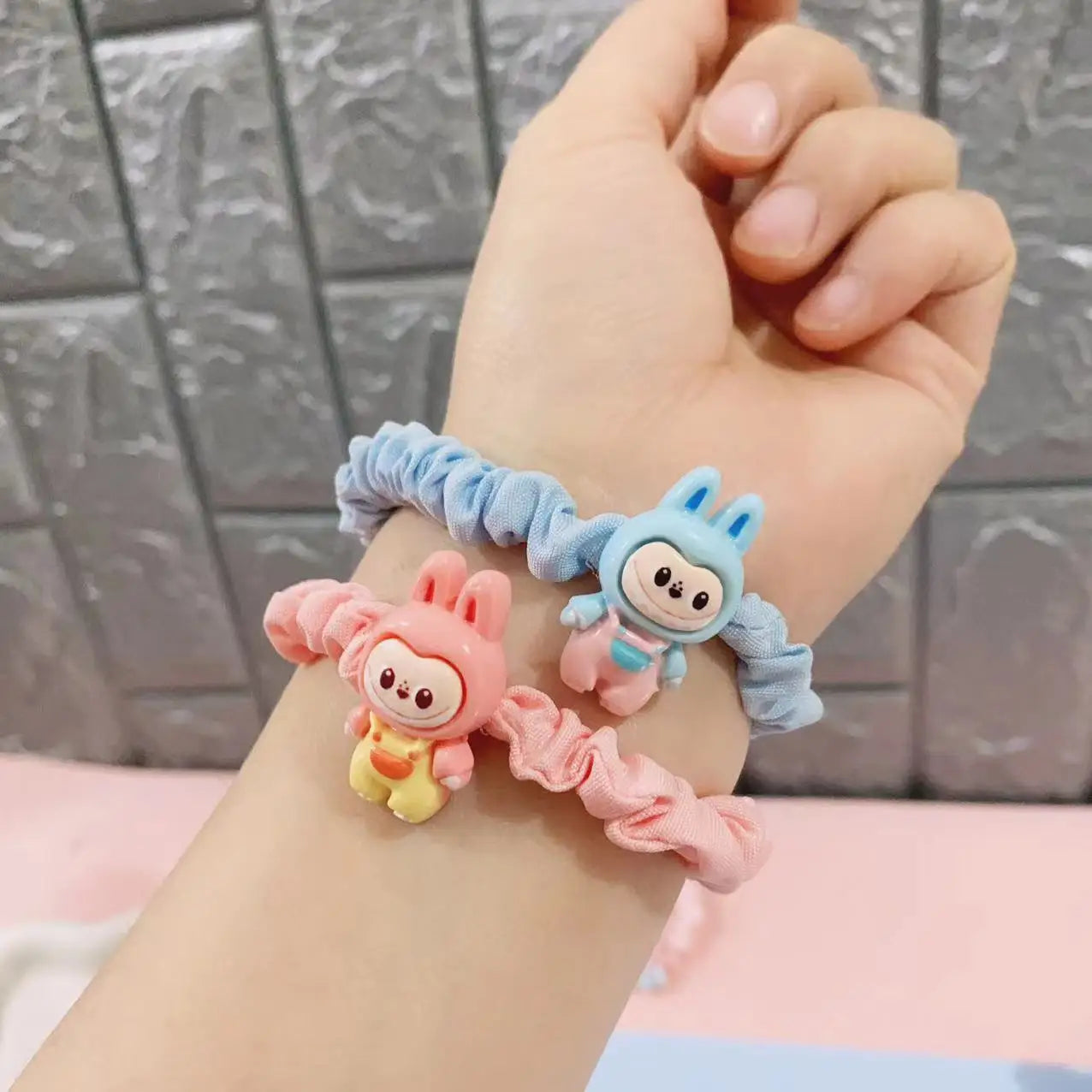 6Pcs Cartoon Labubu Hair Ropes Cute Anime Labubu Women Elastic Hair Circle Hair Accessories Ponytail Kawaii Girls Holiday Gifts