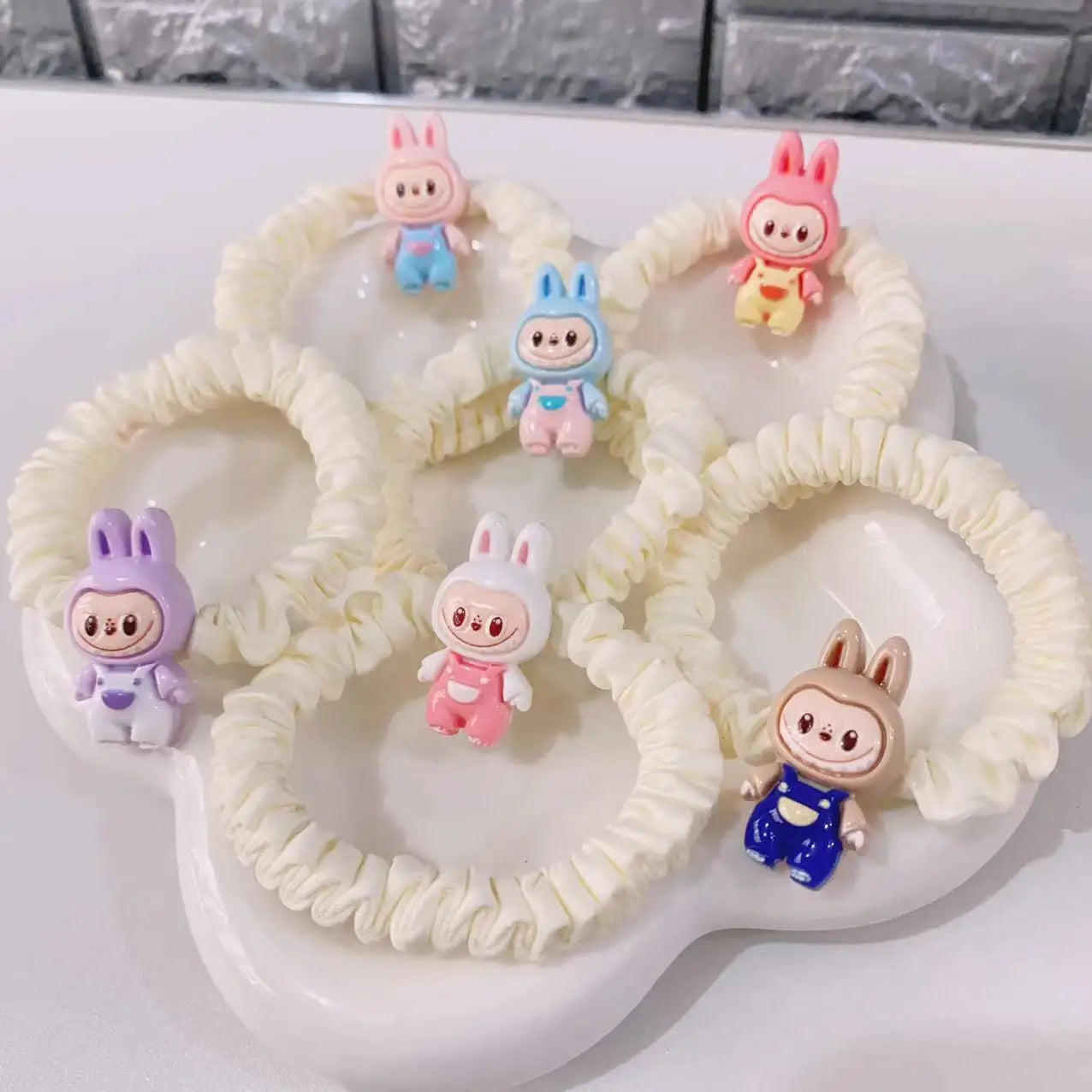 6Pcs Cartoon Labubu Hair Ropes Cute Anime Labubu Women Elastic Hair Circle Hair Accessories Ponytail Kawaii Girls Holiday Gifts