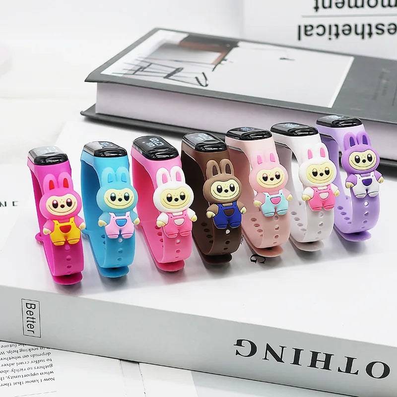 New Cute Cartoon Doll Labubu Kids Electronic Watch LED Digital Waterproof Sport Children’S Watch Boys Girls Birthday Toys Gifts