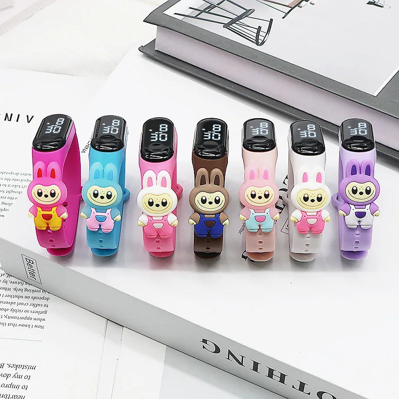 New Cute Cartoon Doll Labubu Kids Electronic Watch LED Digital Waterproof Sport Children’S Watch Boys Girls Birthday Toys Gifts