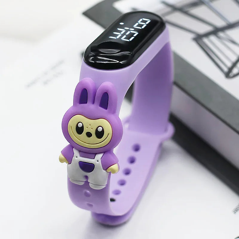 New Cute Cartoon Doll Labubu Kids Electronic Watch LED Digital Waterproof Sport Children’S Watch Boys Girls Birthday Toys Gifts