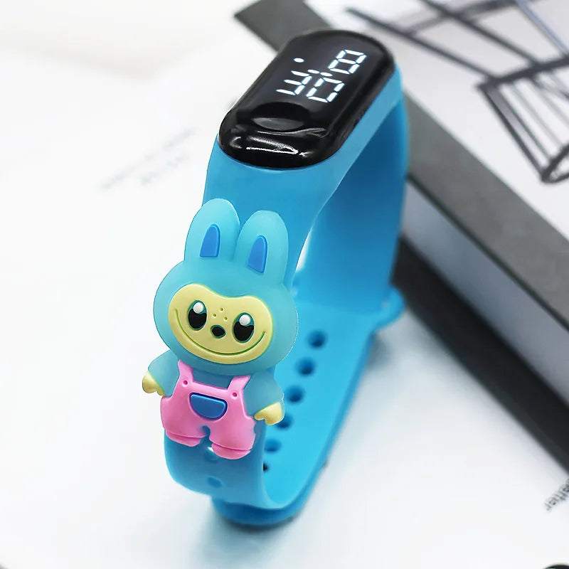 New Cute Cartoon Doll Labubu Kids Electronic Watch LED Digital Waterproof Sport Children’S Watch Boys Girls Birthday Toys Gifts