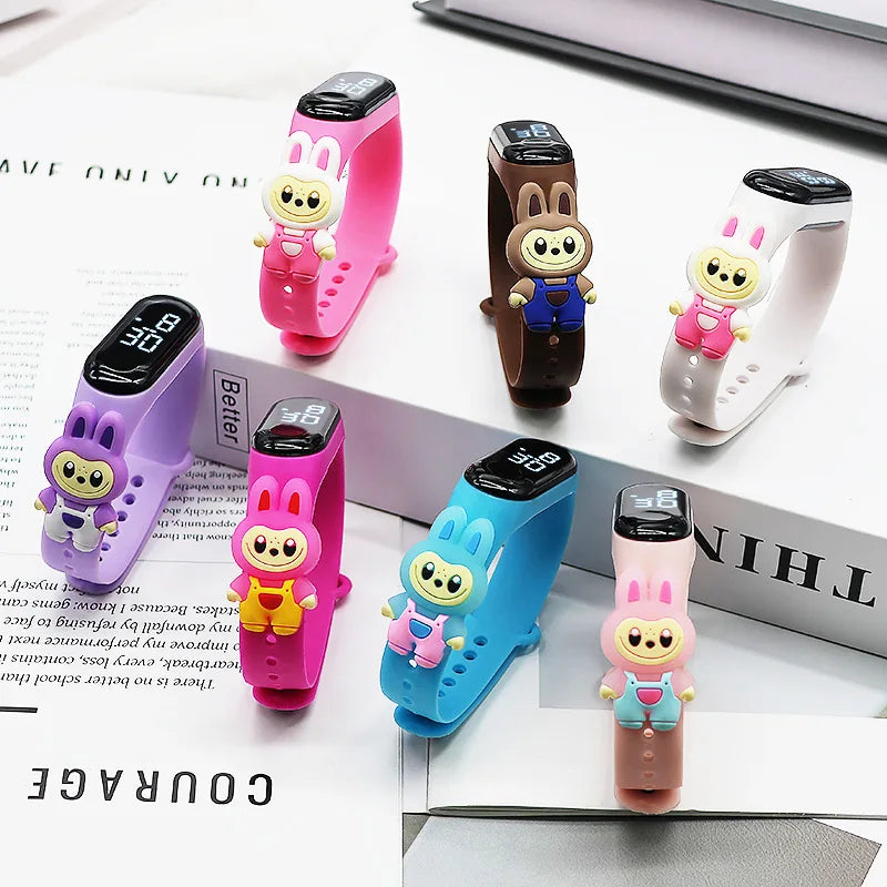 New Cute Cartoon Doll Labubu Kids Electronic Watch LED Digital Waterproof Sport Children’S Watch Boys Girls Birthday Toys Gifts