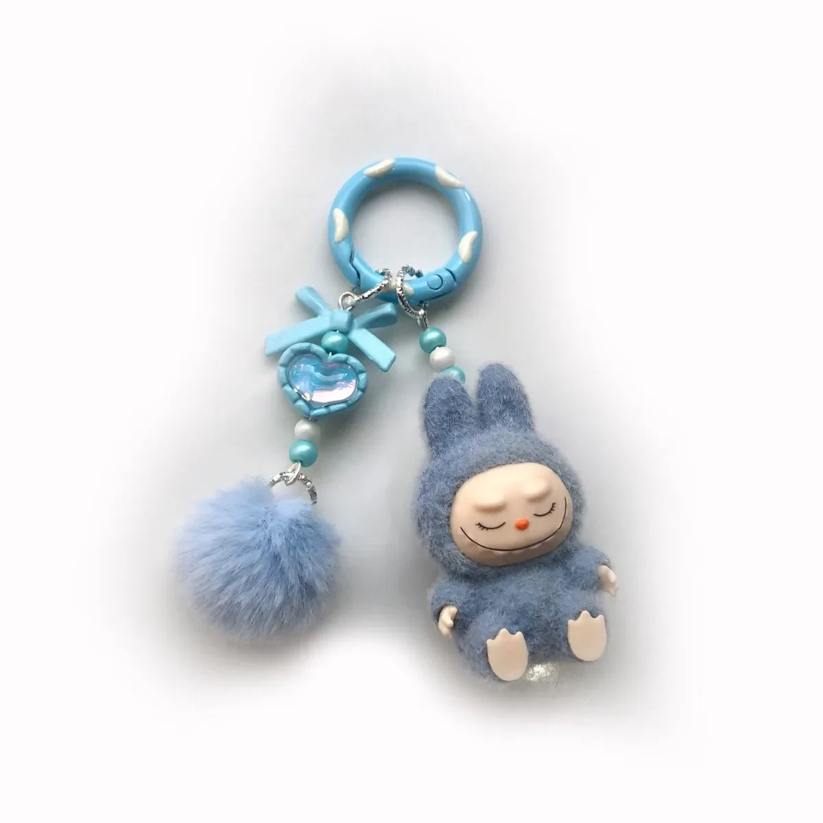 Kawaii Labubu Keychain Cartoon Creative Three-Dimensional Doll Students Schoolbag Pendant Car Keyring Women and Men Trend Gifts