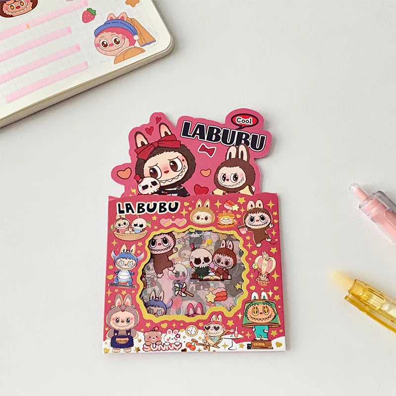 Labubu Series Cartoon Stickers - Set of 5 Waterproof Creative Stickers for Children's Handbooks