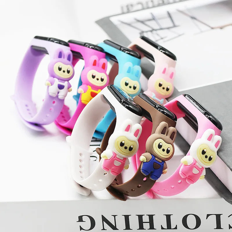 New Cute Cartoon Doll Labubu Kids Electronic Watch LED Digital Waterproof Sport Children’S Watch Boys Girls Birthday Toys Gifts