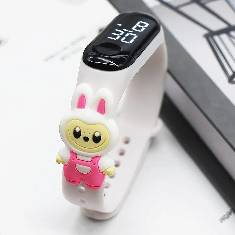 New Cute Cartoon Doll Labubu Kids Electronic Watch LED Digital Waterproof Sport Children’S Watch Boys Girls Birthday Toys Gifts