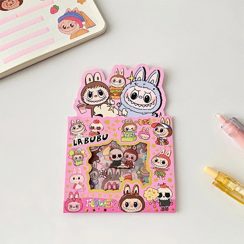Labubu Series Cartoon Stickers - Set of 5 Waterproof Creative Stickers for Children's Handbooks