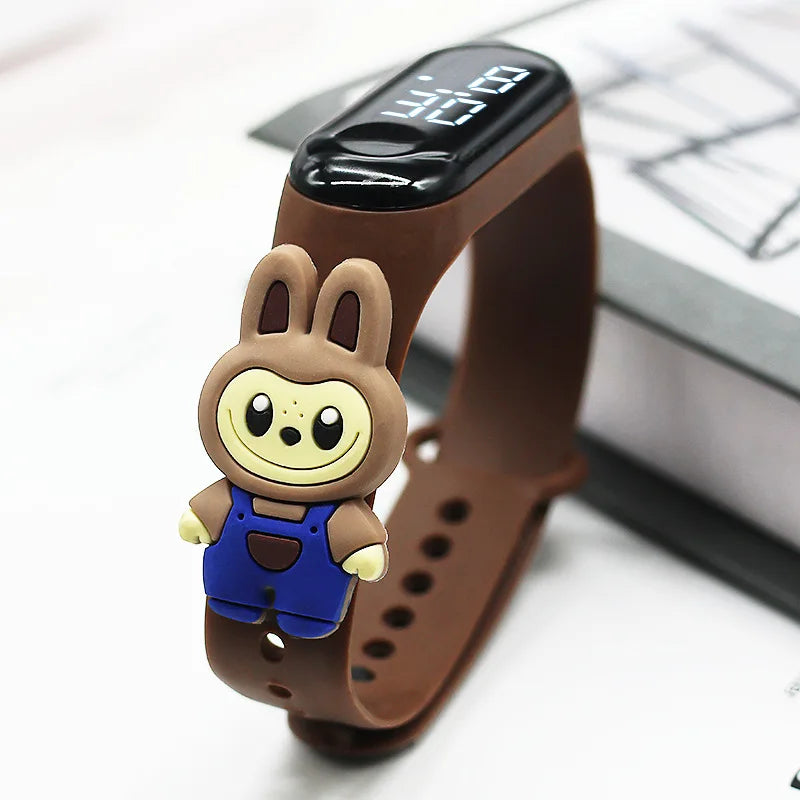 New Cute Cartoon Doll Labubu Kids Electronic Watch LED Digital Waterproof Sport Children’S Watch Boys Girls Birthday Toys Gifts